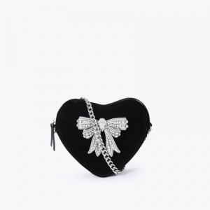 Kurt Geiger Kensington Heart Bow Negrii Albi | TNBR6860