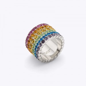 Kurt Geiger Multi Crystal Ring Colorati | EPNU0223