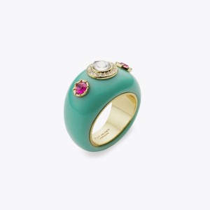 Kurt Geiger Oval Resin Ring Turcoaz | CGKZ4971
