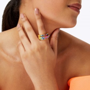Kurt Geiger Rainbow Triple Ring Colorati | JDEI7559