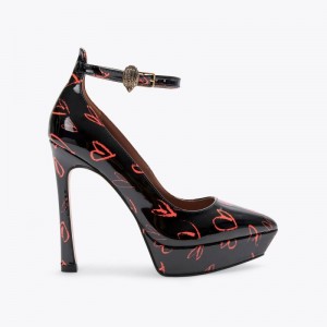 Kurt Geiger Shoreditch Platforma Court Negrii Rosii | JXOK3501