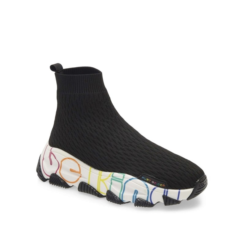 Kurt Geiger Be Kind Lettie Knit Sock Negrii Albi | SDED9559