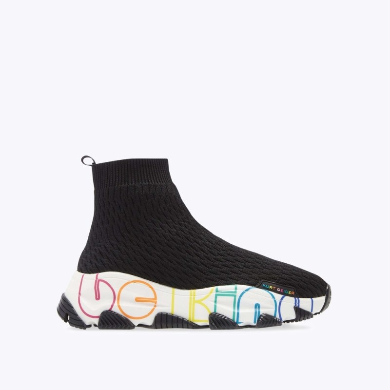 Kurt Geiger Be Kind Lettie Knit Sock Negrii Albi | SDED9559