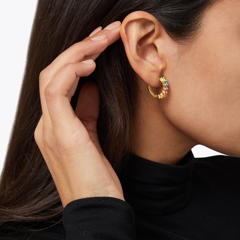 Kurt Geiger Crystal Huggie Earrings Colorati | ARCJ9862