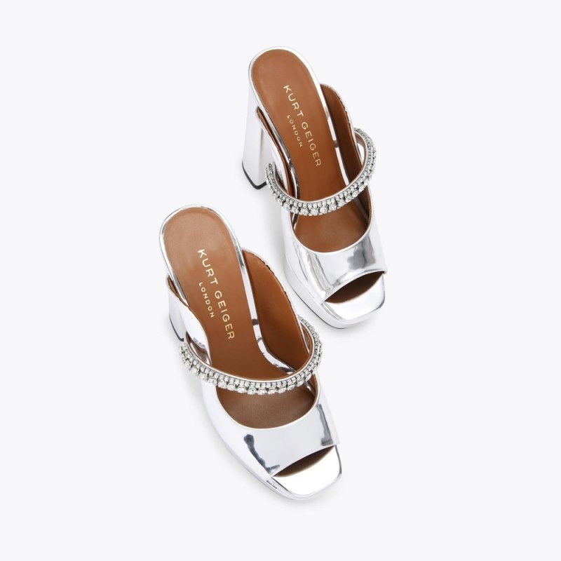 Kurt Geiger Duke Platforma Peep Bombeu Argintii | CYTO4093