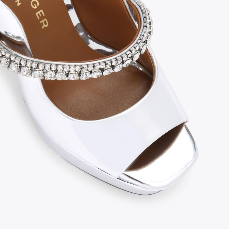 Kurt Geiger Duke Platforma Peep Bombeu Argintii | CYTO4093