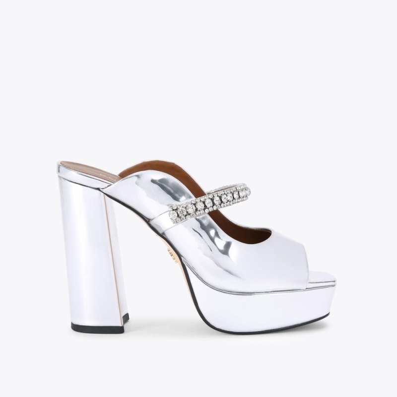 Kurt Geiger Duke Platforma Peep Bombeu Argintii | CYTO4093