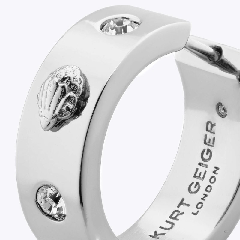 Kurt Geiger Eagle Hoop Earrings Argintii | GIJE2260