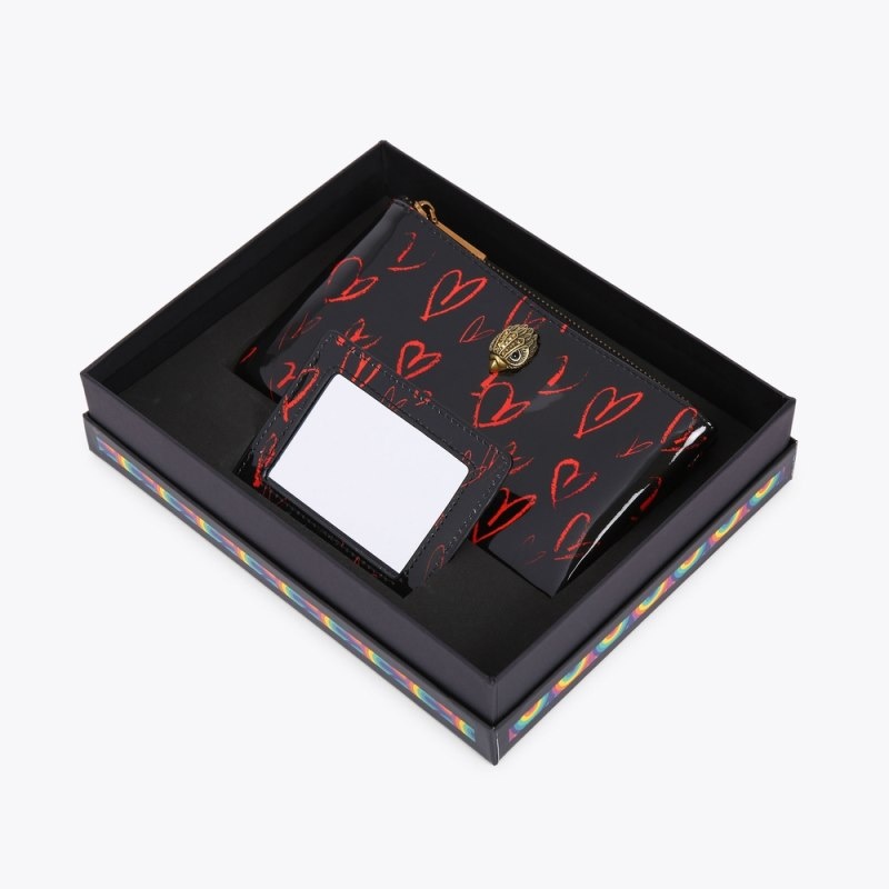 Kurt Geiger Eagle Pouch Gift Set Negrii Rosii | XFPI8058