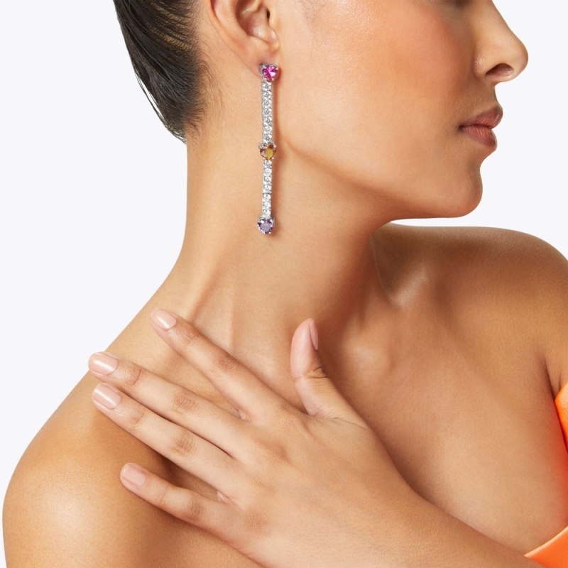 Kurt Geiger Heart Linear Earrings Argintii | WXQI2845
