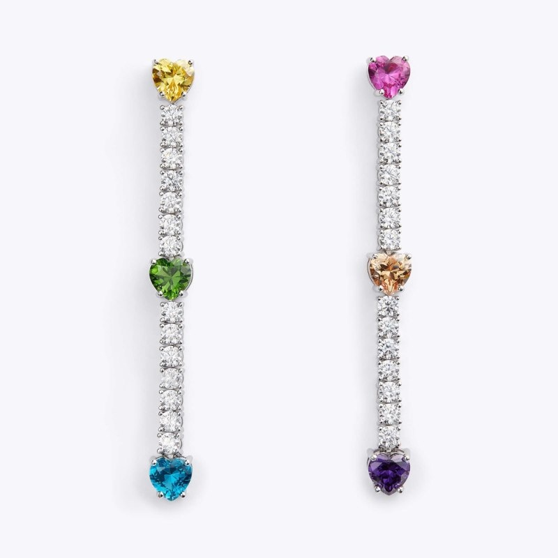 Kurt Geiger Heart Linear Earrings Argintii | WXQI2845