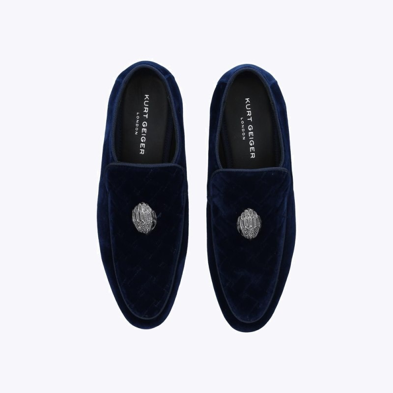 Kurt Geiger Hugh Eagle Velvet Bleumarin | CIZL6844