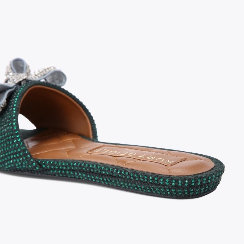 Kurt Geiger Kensington Bow Plati Verzi Inchis | AVKR3260