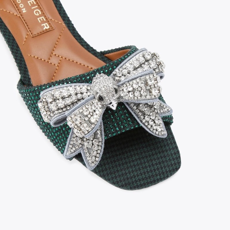 Kurt Geiger Kensington Bow Plati Verzi Inchis | AVKR3260