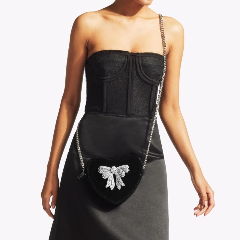 Kurt Geiger Kensington Heart Bow Negrii Albi | TNBR6860
