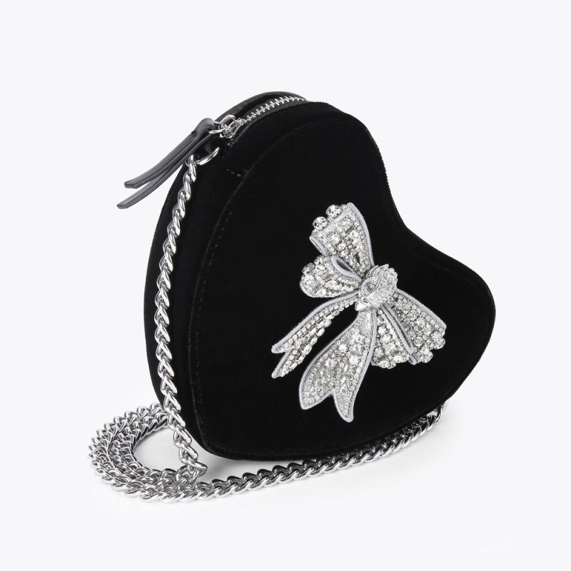 Kurt Geiger Kensington Heart Bow Negrii Albi | TNBR6860