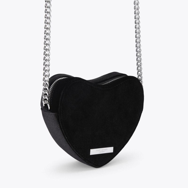 Kurt Geiger Kensington Heart Bow Negrii Albi | TNBR6860