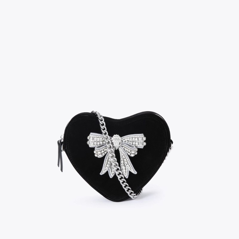 Kurt Geiger Kensington Heart Bow Negrii Albi | TNBR6860