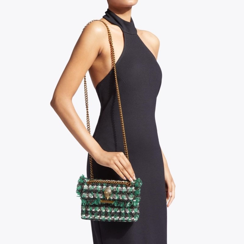 Kurt Geiger Mini Tweed Kensington Negrii Verzi | AGQR0586