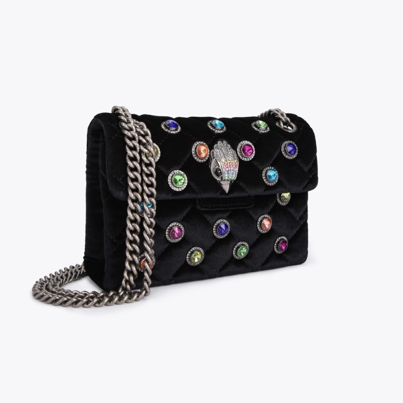 Kurt Geiger Mini Velvet Kensington Negrii | TVUO2704