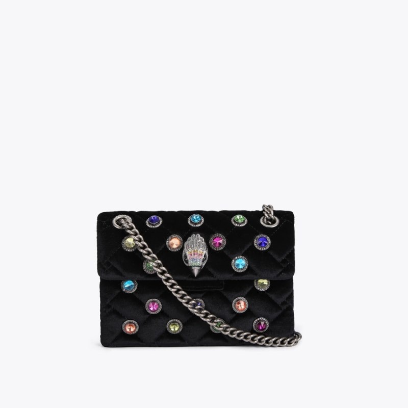 Kurt Geiger Mini Velvet Kensington Negrii | TVUO2704