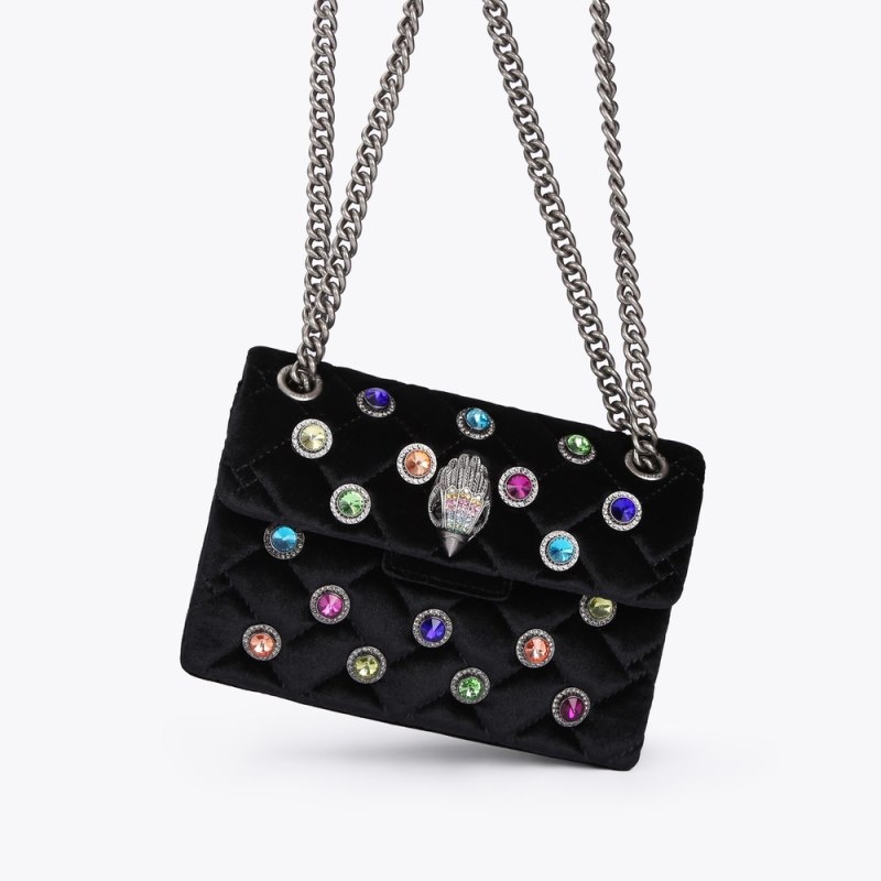Kurt Geiger Mini Velvet Kensington Negrii | BUAT4034