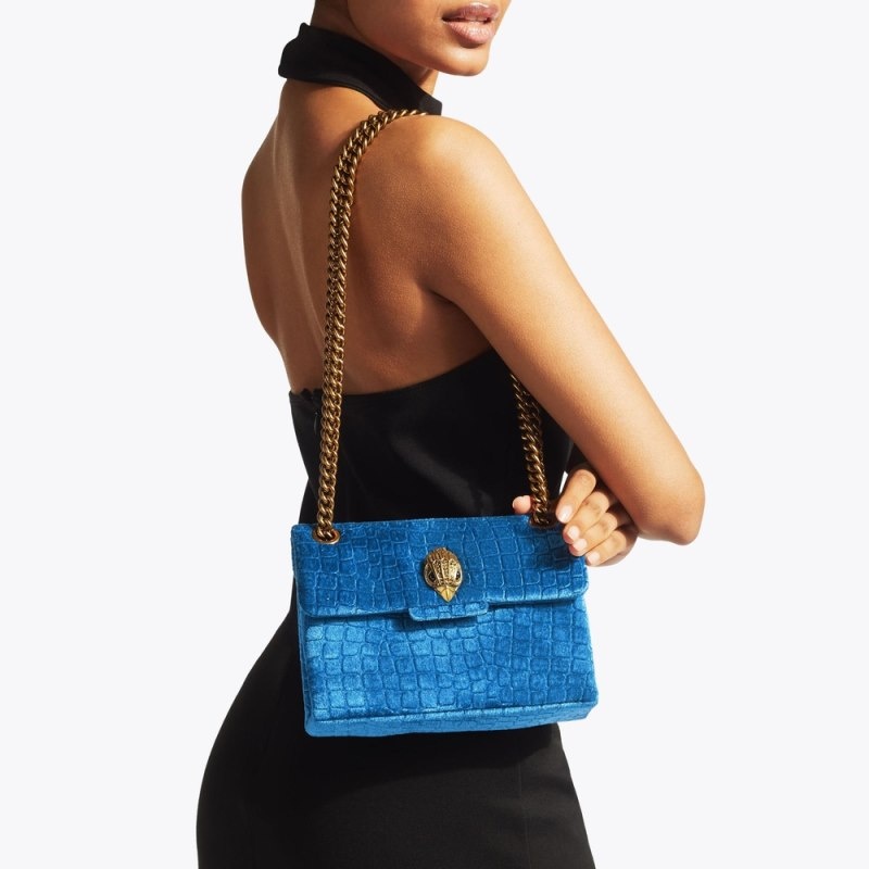 Kurt Geiger Mini Velvet Kensington Turcoaz | YIFH3726