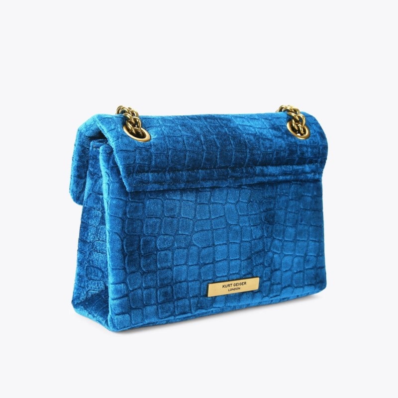 Kurt Geiger Mini Velvet Kensington Turcoaz | YIFH3726