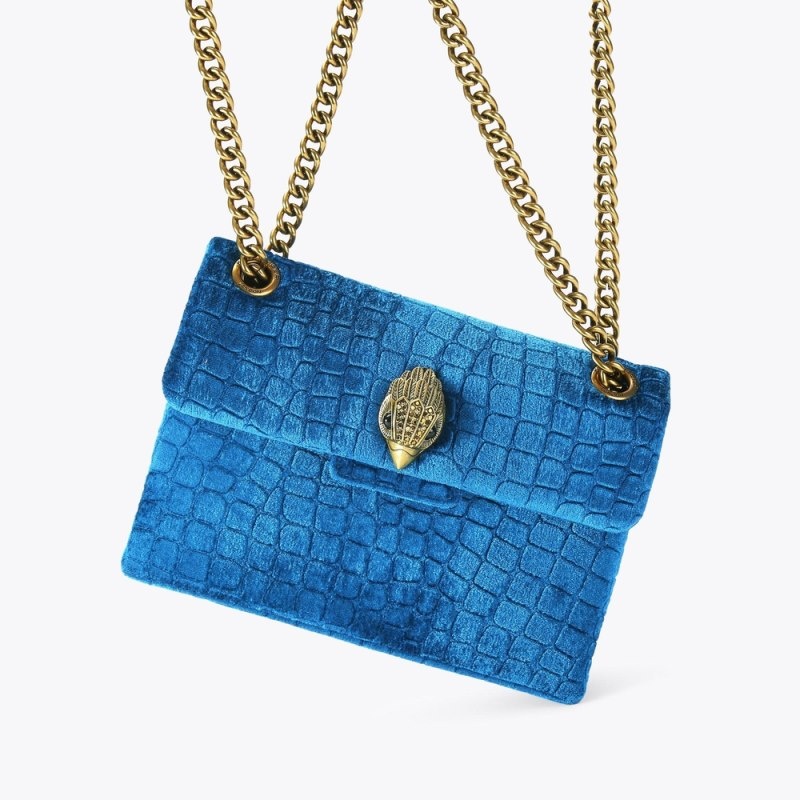 Kurt Geiger Mini Velvet Kensington Turcoaz | YIFH3726