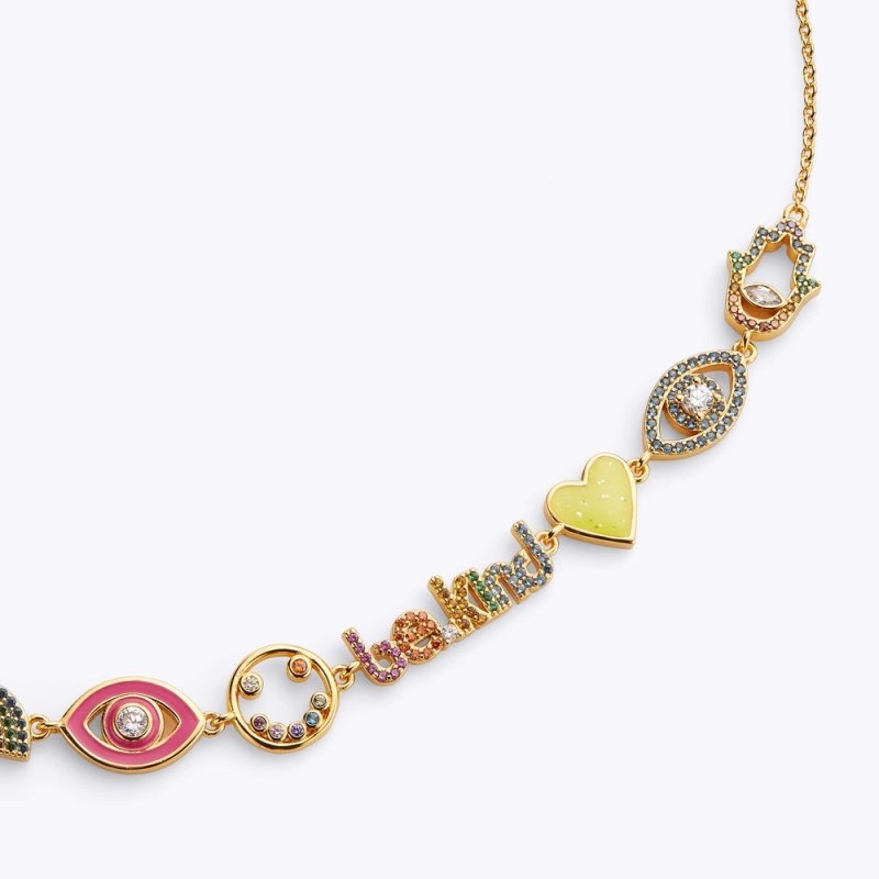 Kurt Geiger Multi Charm Necklace Colorati | JDMZ1683