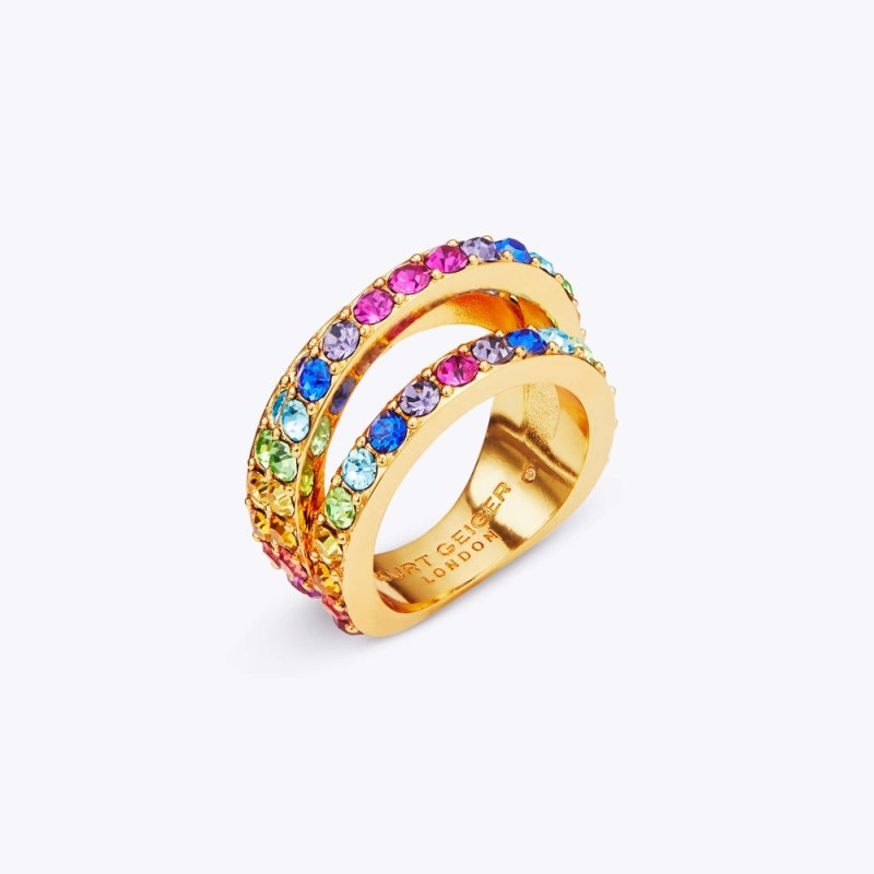 Kurt Geiger Rainbow Triple Ring Colorati | JDEI7559