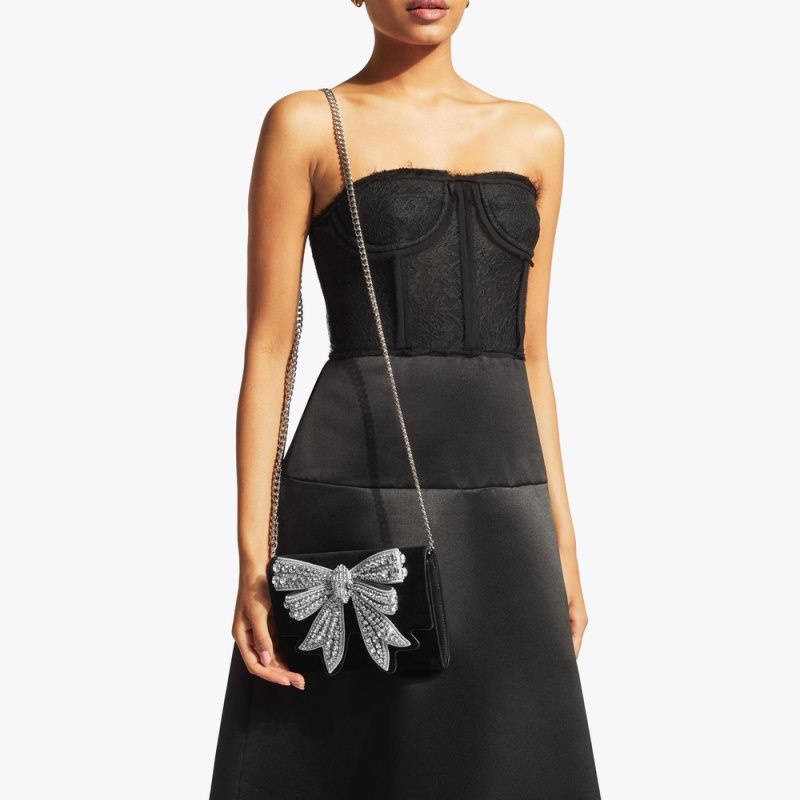 Kurt Geiger Shoreditch Bow Chain Negrii Albi | UNCK8700