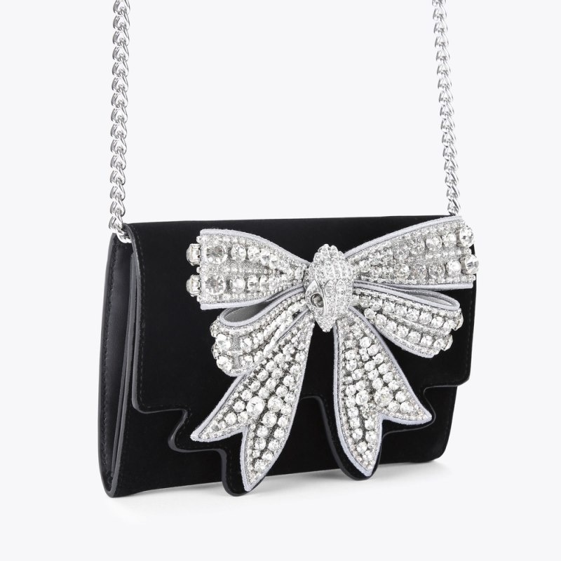 Kurt Geiger Shoreditch Bow Chain Negrii Albi | UNCK8700