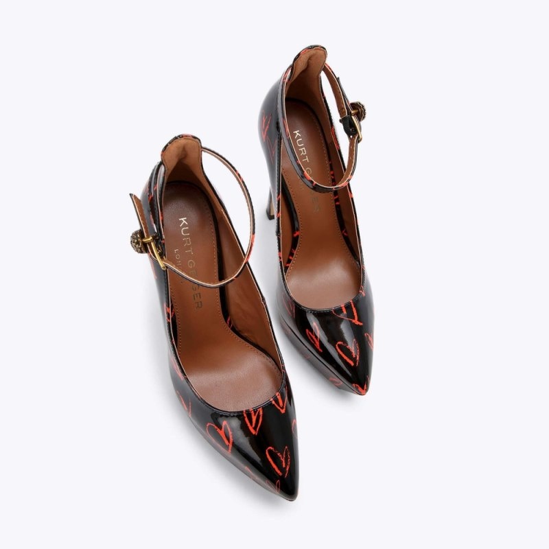 Kurt Geiger Shoreditch Platforma Court Negrii Rosii | JXOK3501