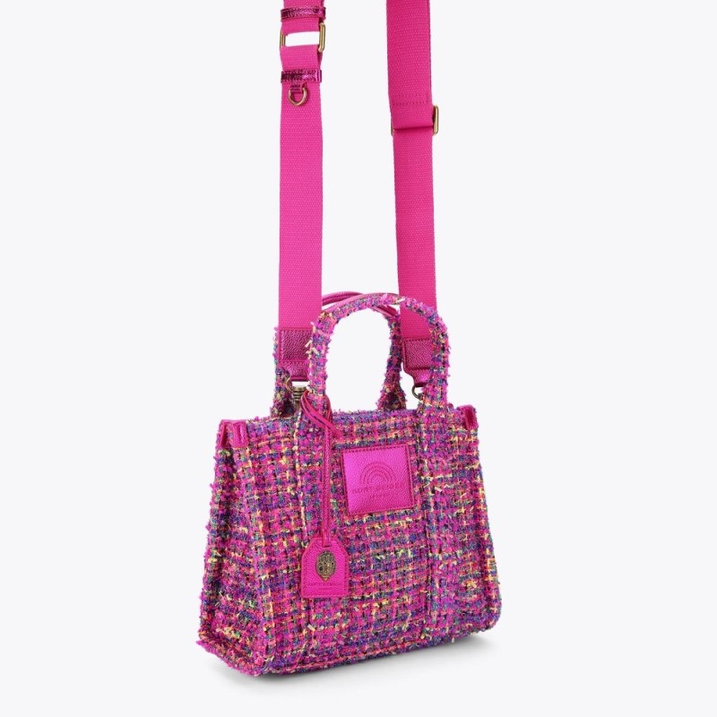 Kurt Geiger Small Tweed Southbank Fushia | KHOA6072