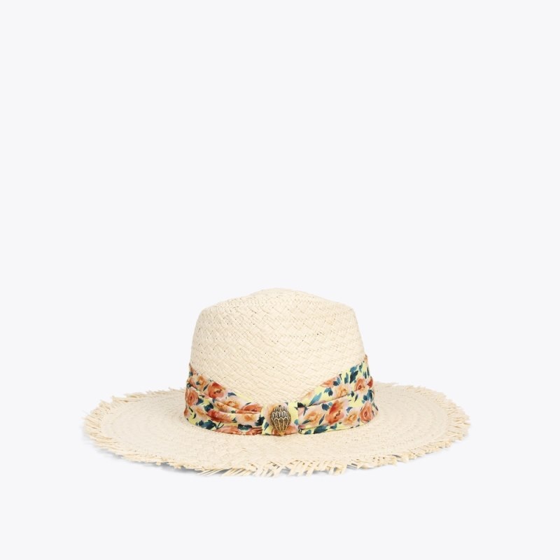 Kurt Geiger Straw Band Fedora Bej | XZSK8022