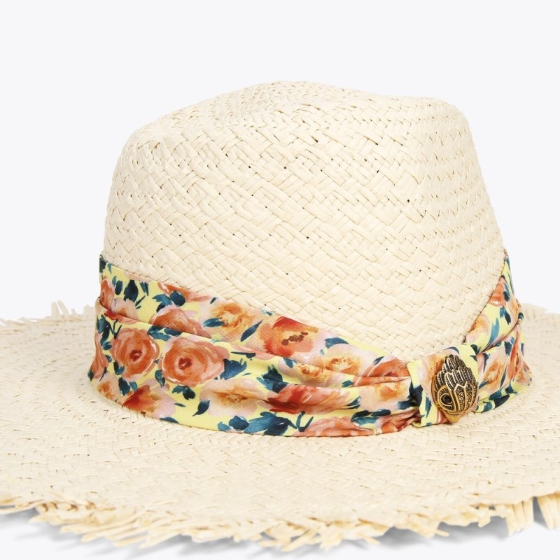 Kurt Geiger Straw Band Fedora Bej | XZSK8022