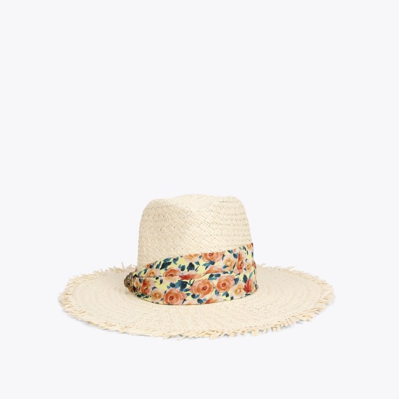 Kurt Geiger Straw Band Fedora Bej | XZSK8022