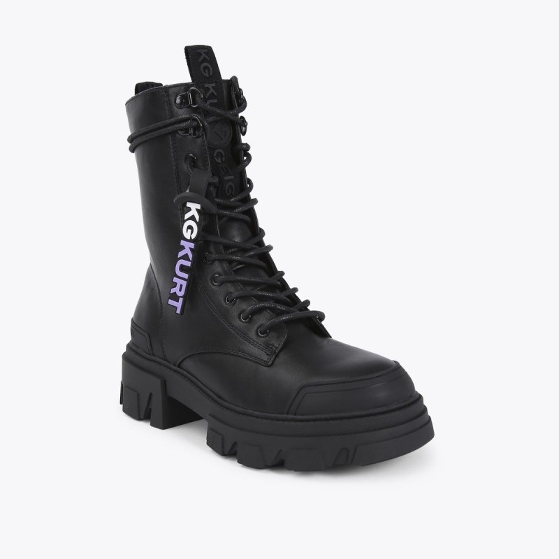 Kurt Geiger Trekker Dantela Up Negrii | RJRV6398