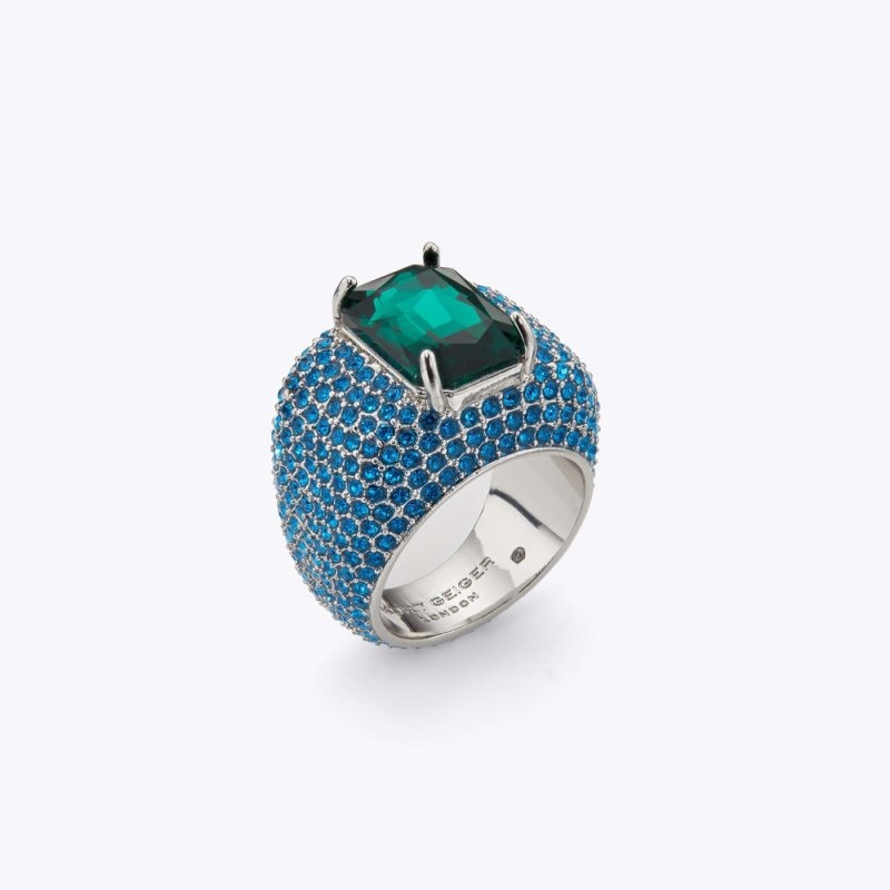 Kurt Geiger Xl Crystal Pave Ring Albastri | FDAX5550