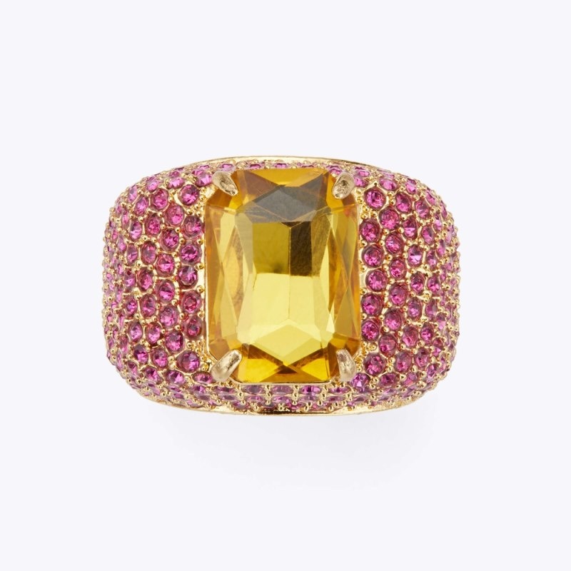 Kurt Geiger Xl Crystal Pave Ring Fushia | FRPQ8549
