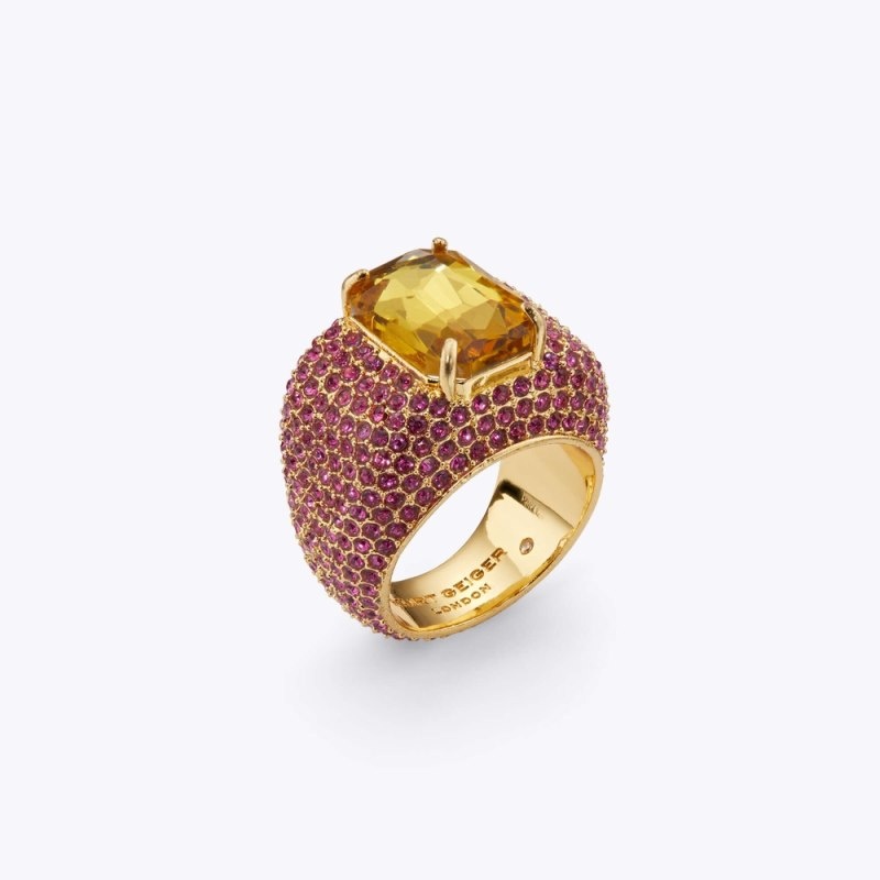 Kurt Geiger Xl Crystal Pave Ring Fushia | FRPQ8549